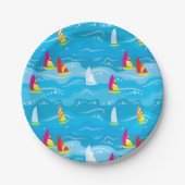 Neon Yacht Pattern Pappteller (Vorderseite)