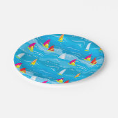 Neon Yacht Pattern Pappteller (Schrägansicht)