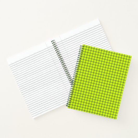 Neon Yellow Black Grid Uni für Notebook-PCs Notizblock (Innenseite)