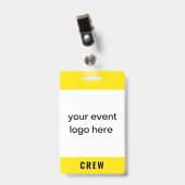 Neon Yellow Crew Staff Event Abzeichen Ausweis (Vorderseite mit Clip)