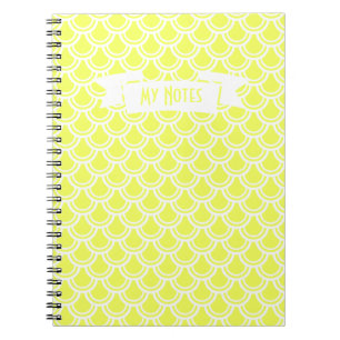 Neon Yellow Fish Sctern Muster angepasstes Noteboo Notizblock