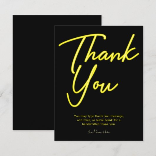 Neon Yellow Glow Danke Einladung (Vorne/Hinten)