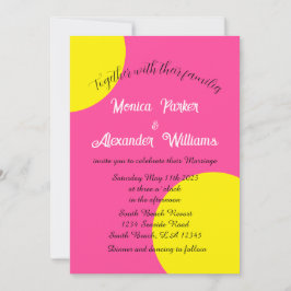 Neon Yellow Green Bold Geometry Retro Wedding Einladung