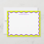 Neon Yellow-Green & Purple Wavy Note Card Einladung (Vorderseite)