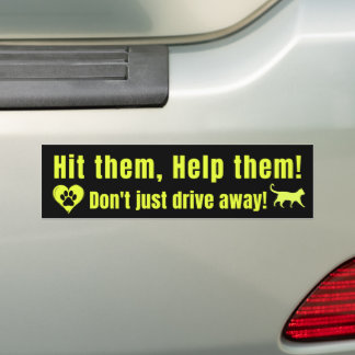 Neon Yellow "Hit them, Help them!" Bumper Sticker Autoaufkleber