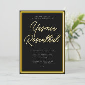 Neon Yellow Lights Black Modern UAWG Geburtstag Einladung (Stehend Vorderseite)