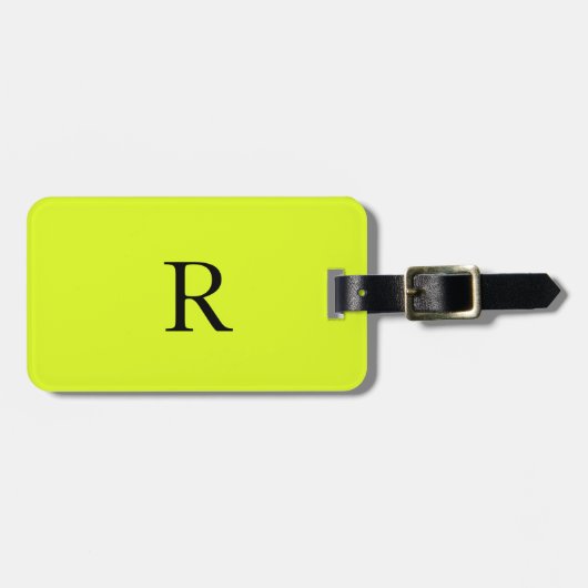 Neon Yellow Monogram Name Initial Cool Gift Fevor Gepäckanhänger (Vorderseite horizontal)
