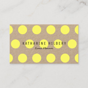 Neon Yellow Polka Dots Kraft Paper Business Card Visitenkarte
