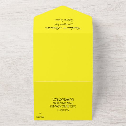 Neon Yellow Retro Modernes, feines Elegant All In One Einladung (Außenbereich)