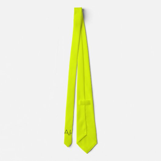 Neon Yellow Retro Monogramm Fluoreszenzröhre Krawatte (Rückseite)