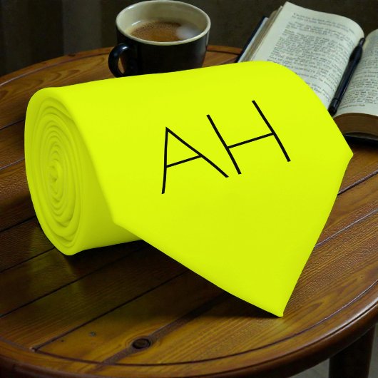 Neon Yellow Retro Monogramm Fluoreszenzröhre Krawatte