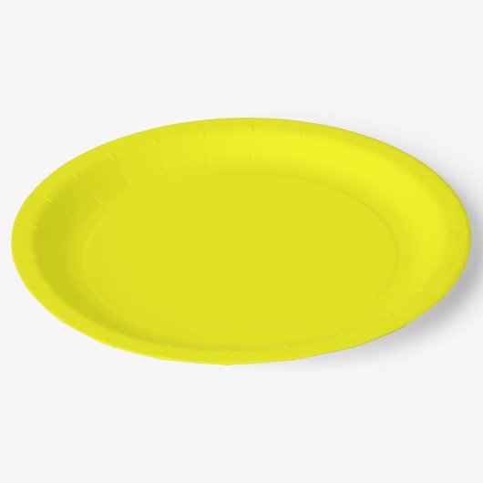 Neon Yellow Solid Color | Classic Pappteller (Schrägansicht)
