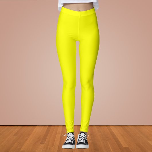 Neon Yellow Solid Color Leggings