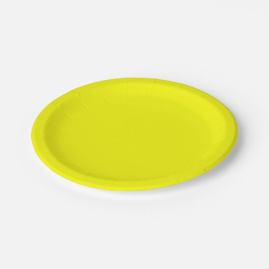 Neon Yellow Solid Color Pappteller (Schrägansicht)