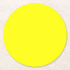 Neon Yellow Solid Color Runder Pappuntersetzer