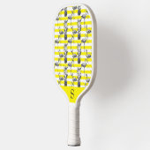 Neon Yellow tropische Ananas Flamingos Custom Pickleball Schläger (Links)