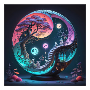 Neon Yin Yang Surreal Fantasy 1 Fotodruck