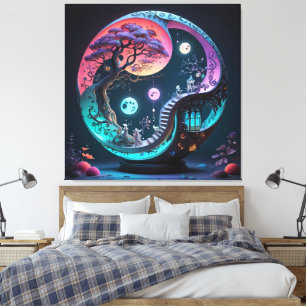 Neon Yin Yang Surreal Fantasy 1 Leinwanddruck