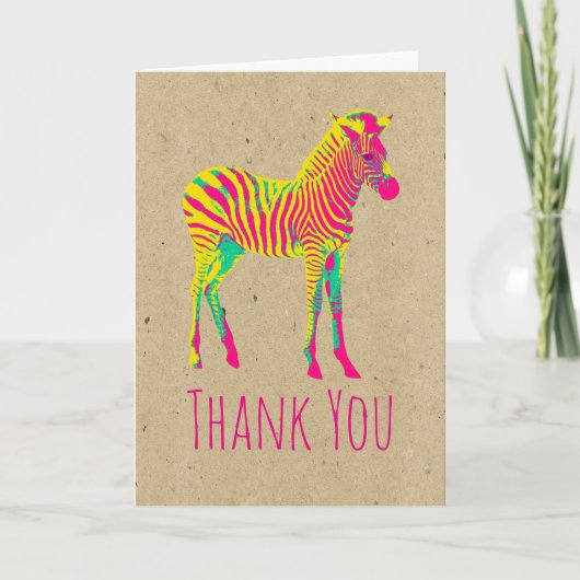 Neon Zebra Baby Animal Funky Retro Vielen Dank Dankeskarte (Vorderseite)