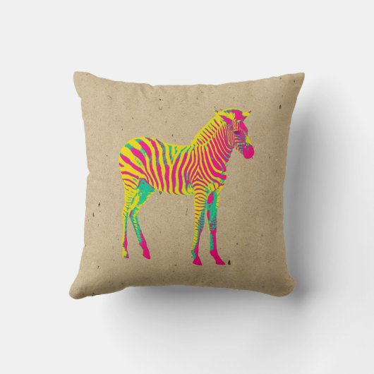 Neon Zebra Baby Animal Psychedelic Funky Retro Kissen (Rückseite)