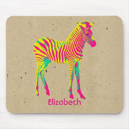 Neon Zebra Baby Animal Psychedelic Funky Retro Mousepad (Vorne)