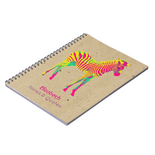 Neon Zebra Baby Animal Psychedelic Funky Retro Notizblock (Linke Seite)