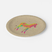 Neon Zebra Baby Animal Psychedelic Funky Retro Pappteller (Schrägansicht)