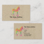 Neon Zebra Baby Animal Psychedelic Funky Retro Visitenkarte (Vorne/Hinten)