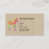 Neon Zebra Baby Animal Psychedelic Funky Retro Visitenkarte (Rückseite)