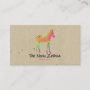 Neon Zebra Baby Animal Psychedelic Funky Retro Visitenkarte