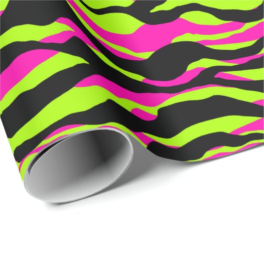 Neon Zebra Liebhaber Tiere drucken Geschenkpapier (Rolleneckpunkt)