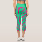 Neon-Zebra-Muster-Mode-Leggings Capri Leggings (Rückseite)