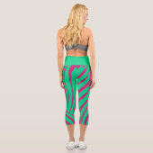 Neon-Zebra-Muster-Mode-Leggings Capri Leggings (Rückseite)