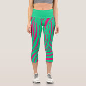 Neon-Zebra-Muster-Mode-Leggings Capri Leggings (Vorderseite)
