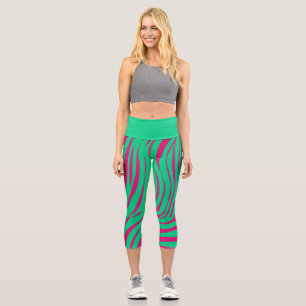 Neon-Zebra-Muster-Mode-Leggings Capri Leggings
