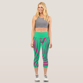 Neon-Zebra-Muster-Mode-Leggings Capri Leggings