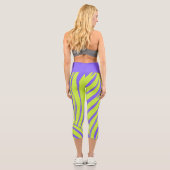 Neon-Zebra-Muster-Mode-Leggings Capri Leggings (Rückseite)