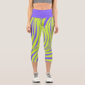 Neon-Zebra-Muster-Mode-Leggings Capri Leggings (Vorderseite)