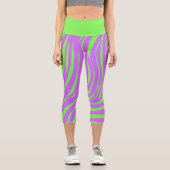 Neon-Zebra-Muster-Mode-Leggings Capri Leggings (Vorderseite)