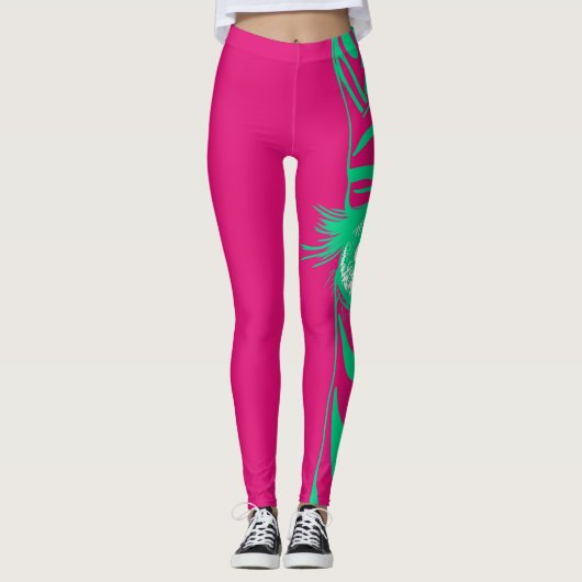 Neon-Zebra-Muster-Mode-Leggings Leggings (Vorderseite)