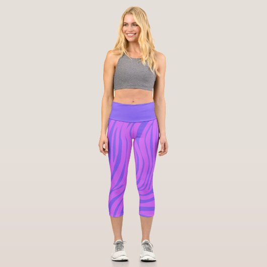 Neon-Zebra-Muster-Modell-Leggings Capri Leggings (Vorderseite)