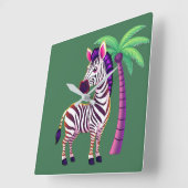 Neon-Zebra-Paradies Quadratische Wanduhr (Winkel)