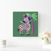 Neon-Zebra-Paradies Quadratische Wanduhr (Zuhause)