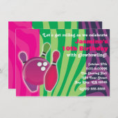 Neon Zebra Print Bowling Glow Bowl Party Einladung (Vorne/Hinten)