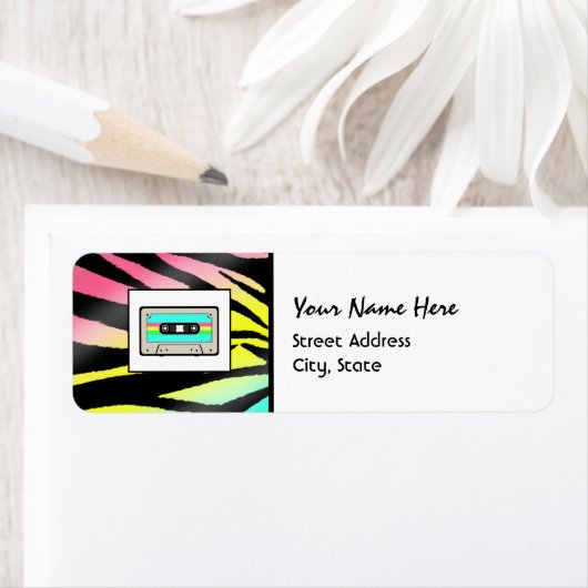 Neon Zebra Print & Cassette Tape Address Labels (Insitu)
