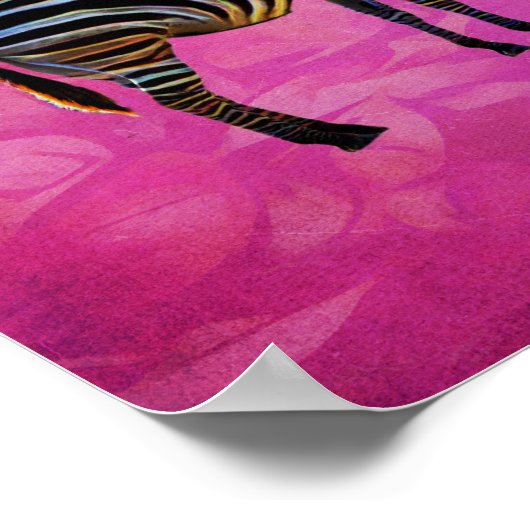 Neon Zebra Reflection Poster (Ecke)