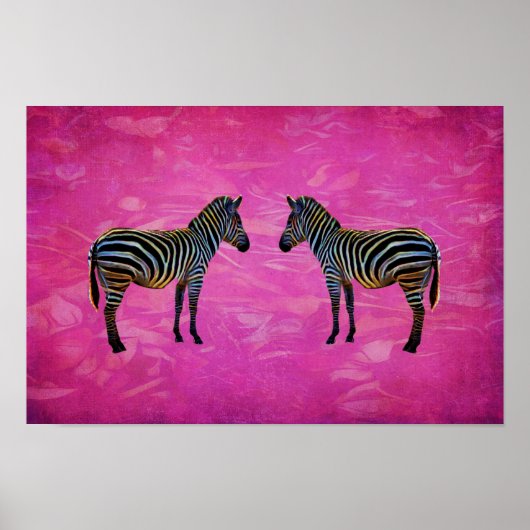 Neon Zebra Reflection Poster (Vorne)