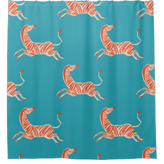 Neon Zebra: Retro farblos, nahtlos Duschvorhang