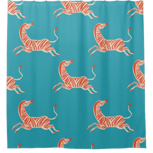 Neon Zebra: Retro farblos, nahtlos Duschvorhang (Vorderseite)