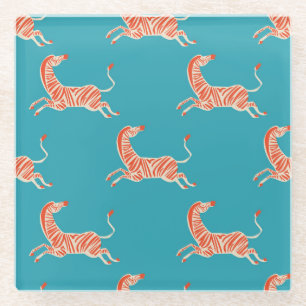 Neon Zebra: Retro farblos, nahtlos Glasuntersetzer